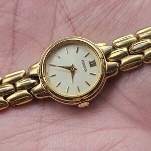 Vintage Pulsar Ladies Wristwatch Gold Tone Quartz Analog Women Wrist Watch
